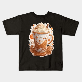 Pumpkin Spice Latte Art Funny Fall Autumn Coffee Drink Gift Kids T-Shirt